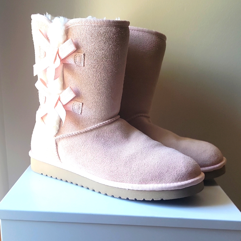 Koolaburra Pink Winter Boots with Bow Detail